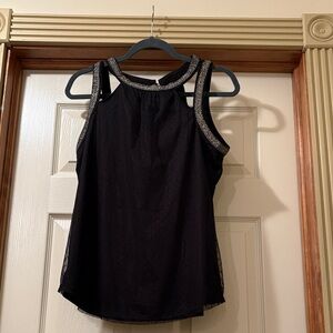 Maurices Black Tank Top with Silver Accents